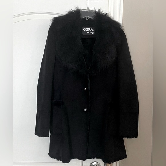 New “Guess “faux fur women’s coat.Size-XL,color black.💞 - Picture 1 of 8